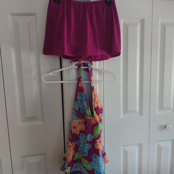 Chadwick's Floral Two Piece Tankini Skirted Bathing Suit 8 - Picture 11 of 12